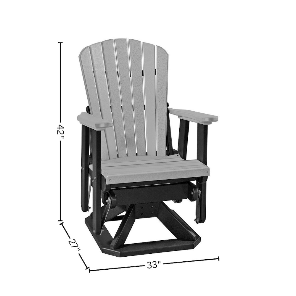 Fan Back Swivel Glider, Light Gray, Heavy Duty Polyethylene, Porch Seating. Picture 8