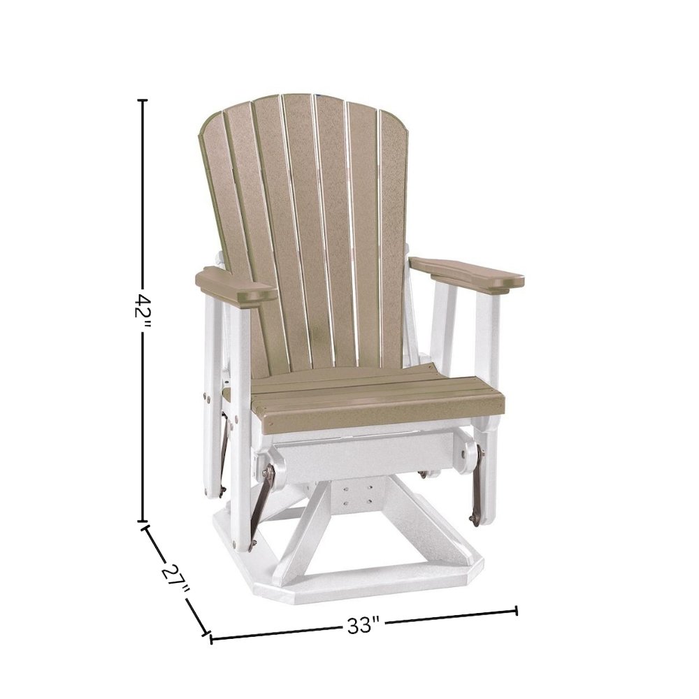 Fan Back Swivel Glider, Single Chair, All-Weather Polyethylene, Brown. Picture 8