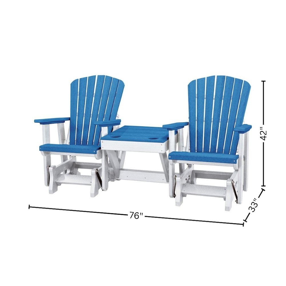 Double Glider Bench with Table, Blue, Heavy Duty Poly. Picture 8