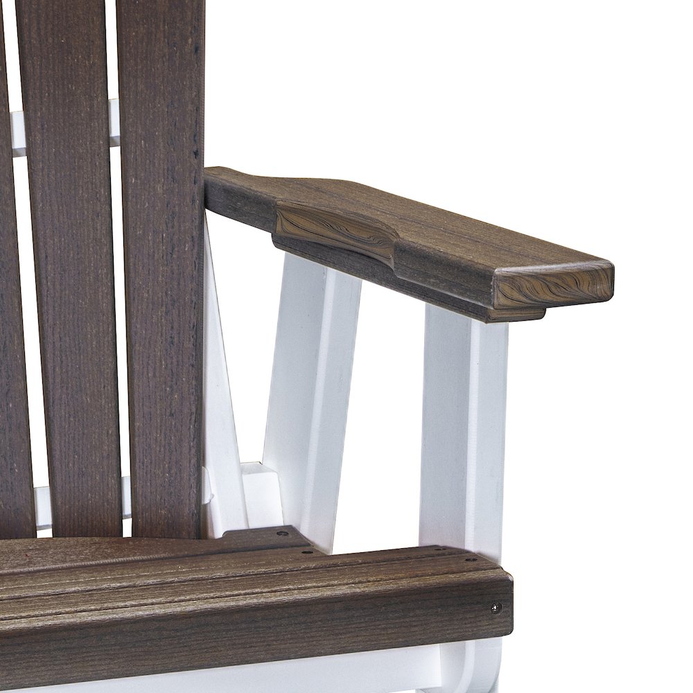 Fan Back Glider in Brazilian Walnut Woodgrain with a White Base, Made in the USA. Picture 3