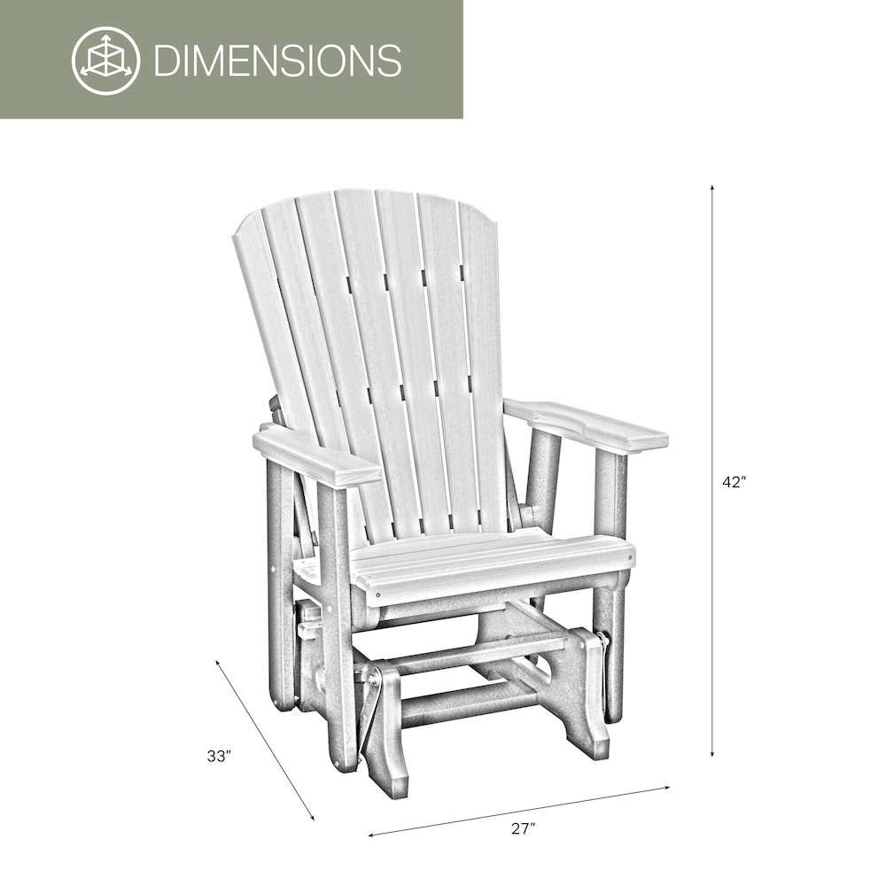 Fan Back Glider in Coastal Gray Woodgrain with a White Base, Made in the USA. Picture 2