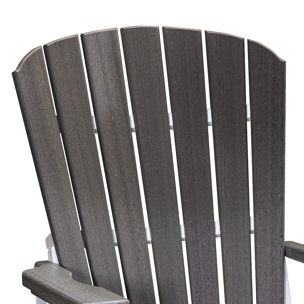 Fan Back Glider in Coastal Gray Woodgrain with a White Base, Made in the USA. Picture 4