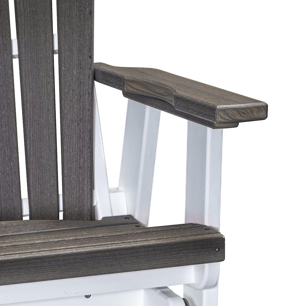 Fan Back Glider in Coastal Gray Woodgrain with a White Base, Made in the USA. Picture 6
