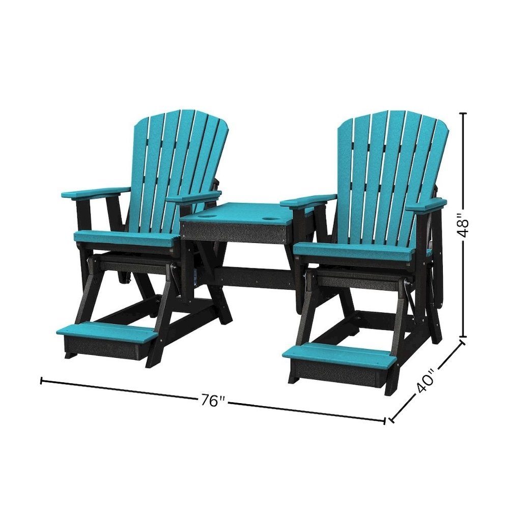 Double Balcony Height Glider, Elevated 2-Seater, Center Table, HDPE, Blue. Picture 10