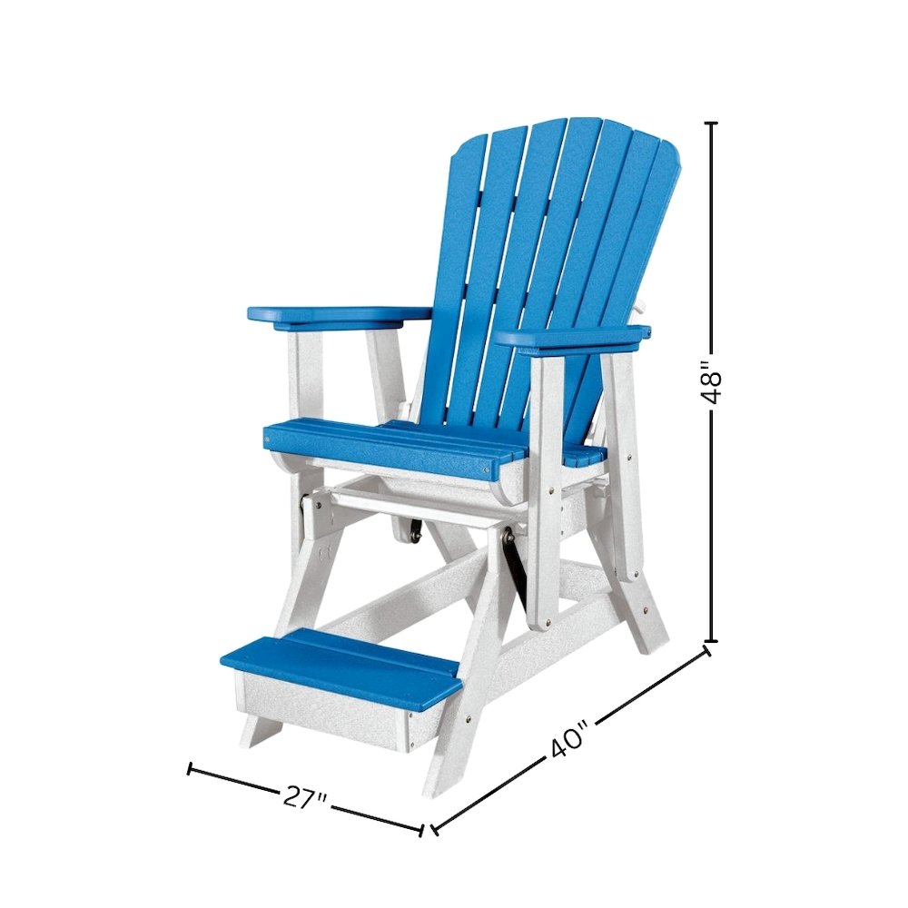 Balcony Glider Chair, Blue White, Elevated Seating, Heavy Duty Poly. Picture 7