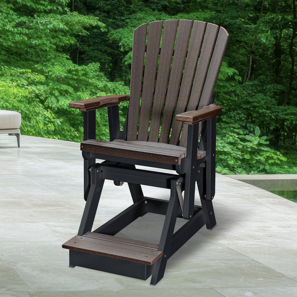 Fan Back Balcony Glider in Brazilian Walnut on a Black Base. Picture 4