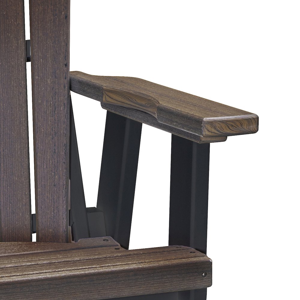 Fan Back Balcony Glider in Brazilian Walnut on a Black Base. Picture 2