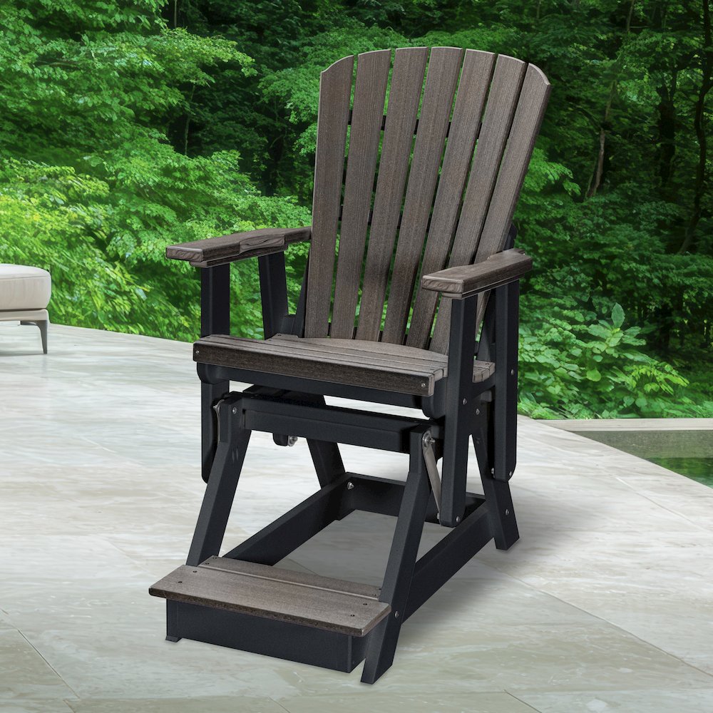 Fan Back Balcony Glider in Coastal Gray on a Black Base. Picture 2