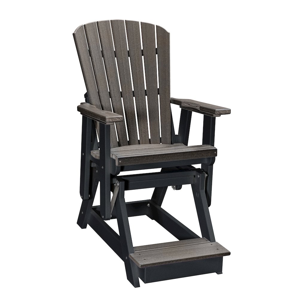 Fan Back Balcony Glider in Coastal Gray on a Black Base. Picture 1