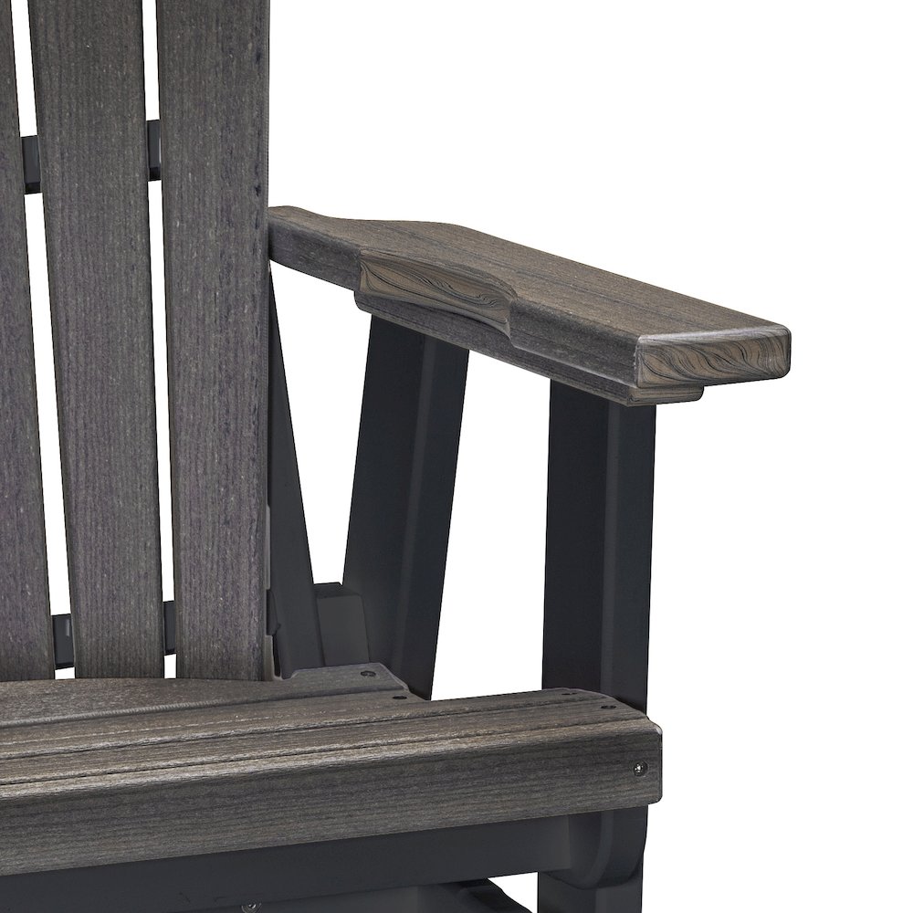 Fan Back Balcony Glider in Coastal Gray on a Black Base. Picture 4