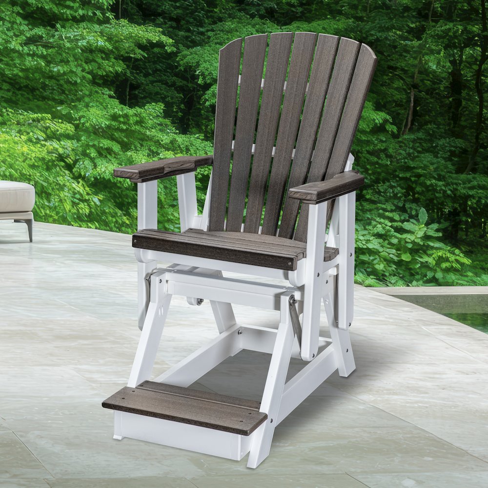 Fan Back Balcony Glider in Coastal Gray on a White Base. Picture 2