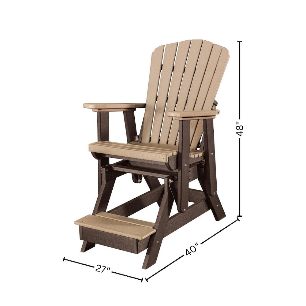 Balcony Glider Chair, Cedar Brown, Elevated Seating, Heavy Duty Poly. Picture 7