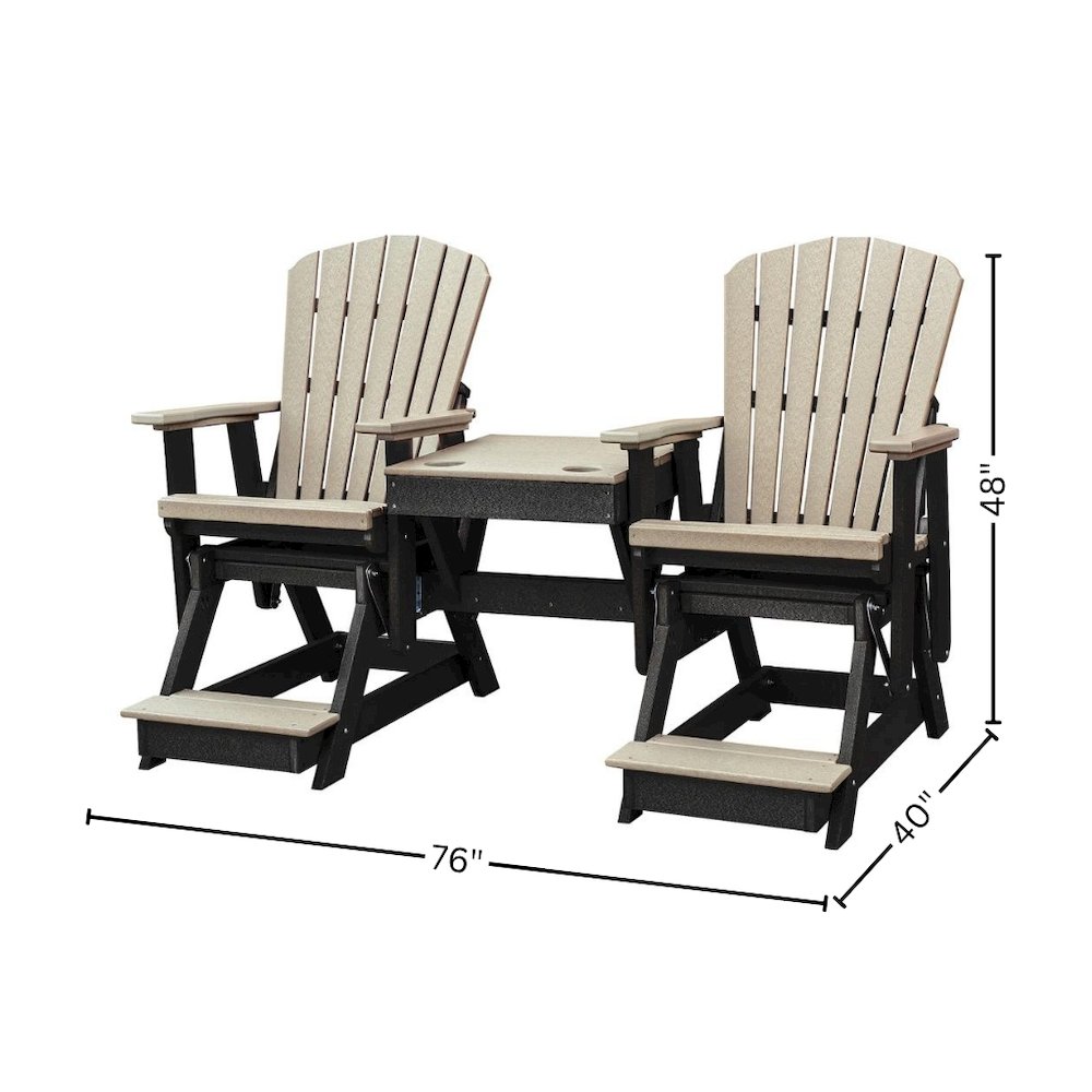 Double Balcony Height Glider, 2-Seater, Center Table, Gray All-Weather Furniture. Picture 5