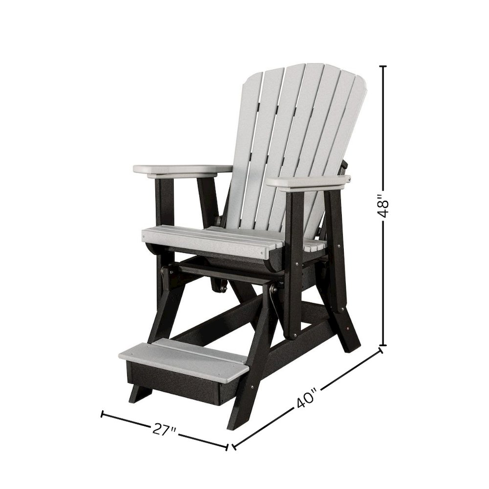 Balcony Glider Chair, Light Gray Black, Tall Seating, Heavy Duty Poly. Picture 7