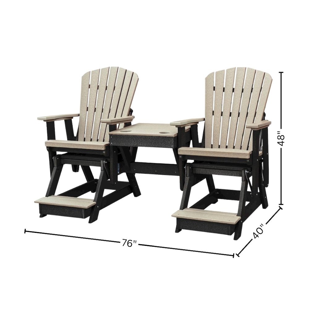 Double Glider Balcony Height, Center Table, 2-Seater, Brown HDPE Furniture. Picture 7