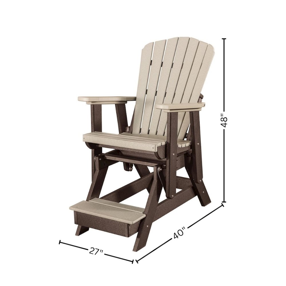 Balcony Glider Chair, Weatherwood Brown, Elevated Seating, Heavy Duty Poly. Picture 7
