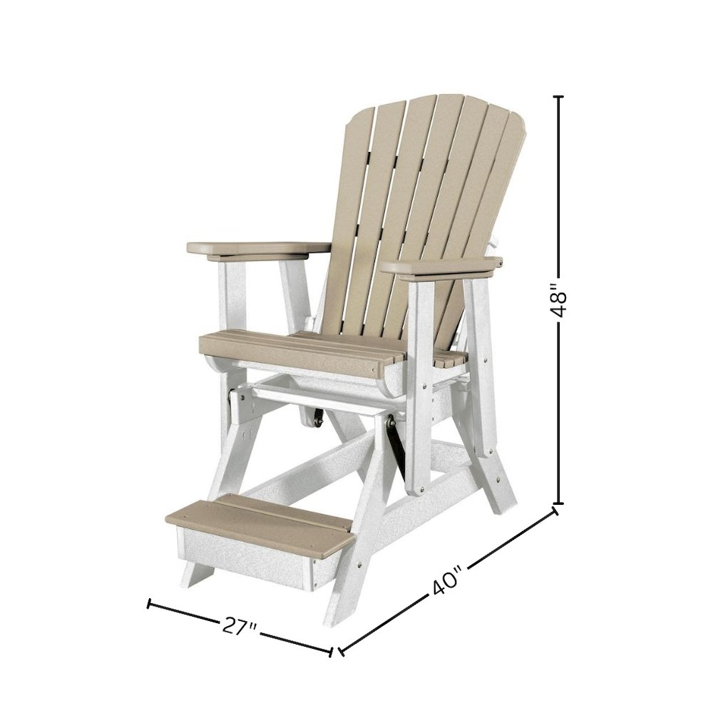 Fan Back Balcony Glider, Single Chair, Elevated Seating, All-Weather HDPE, Brown. Picture 7