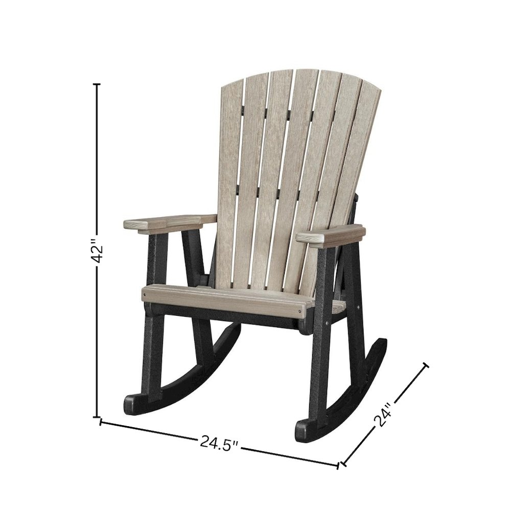Fan Back Rocking Chair, Single Seat, All-Weather Poly Lumber, Brown. Picture 6