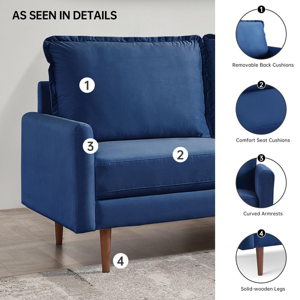 69 Inch Wide Upholstered Two Cushion Sofa with Cambered Arms. Picture 4