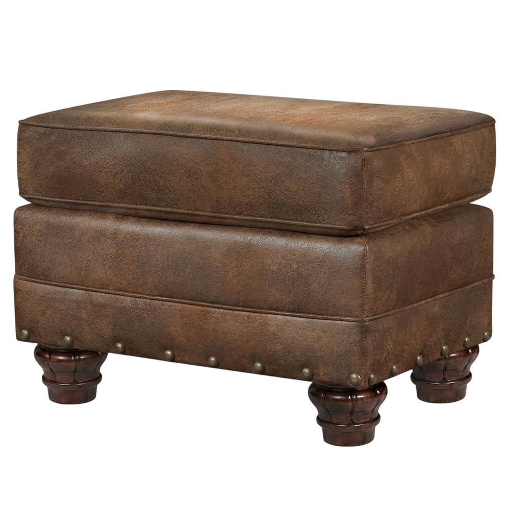 Brown Ottoman with Wooden Frame and Upholstered Top for Stylish Comfort. Picture 1