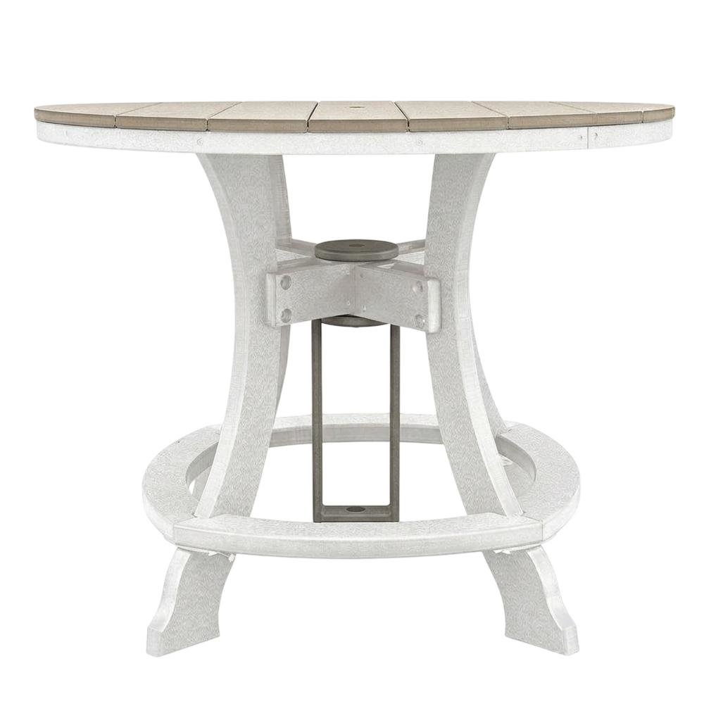 White Finish Counter Height Round Table With White Base For Outdoor Dining. Picture 1