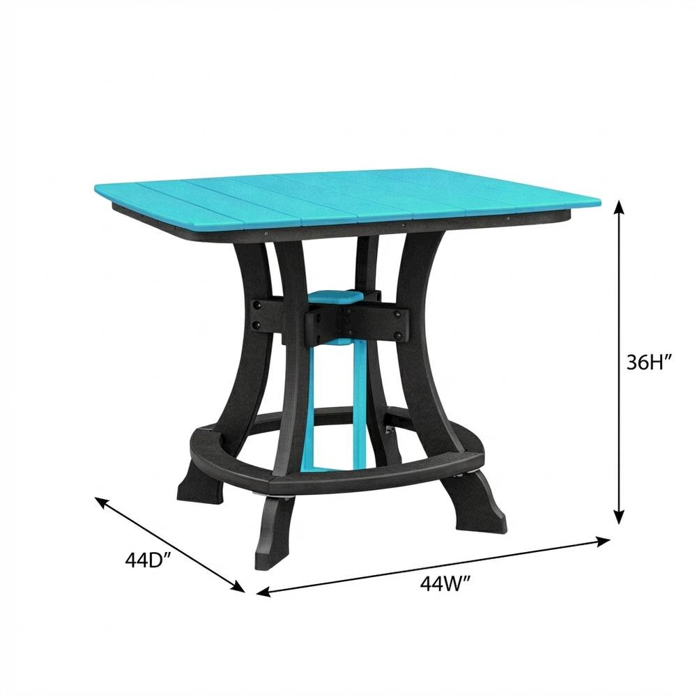 Aruba Blue Counter Height Square Dining Table With Black Base. Picture 7