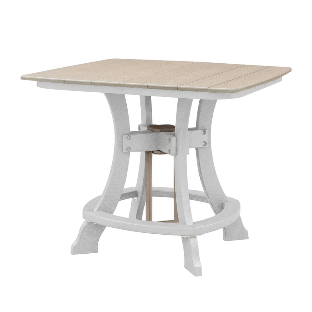 Square Outdoor Dining Table In Weatherwood, White Base, Polyethylene Material. Picture 1