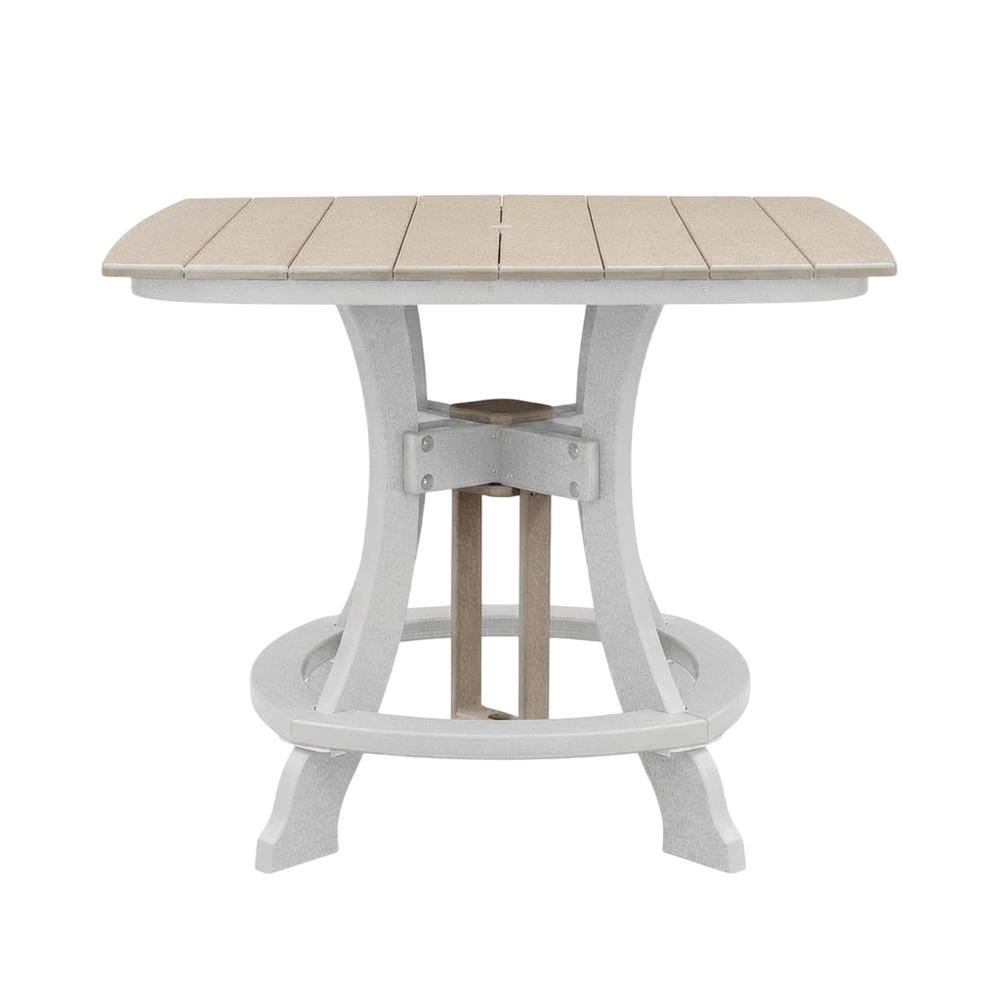 Square Outdoor Dining Table In Weatherwood, White Base, Polyethylene Material. Picture 4