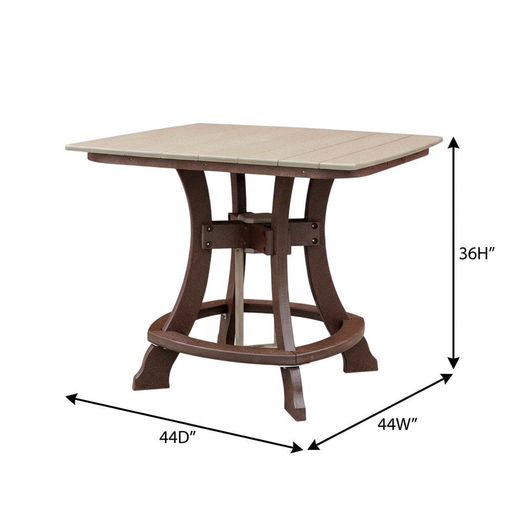 Tudor Brown Square Outdoor Dining Table, Polyethylene Finish. Picture 7