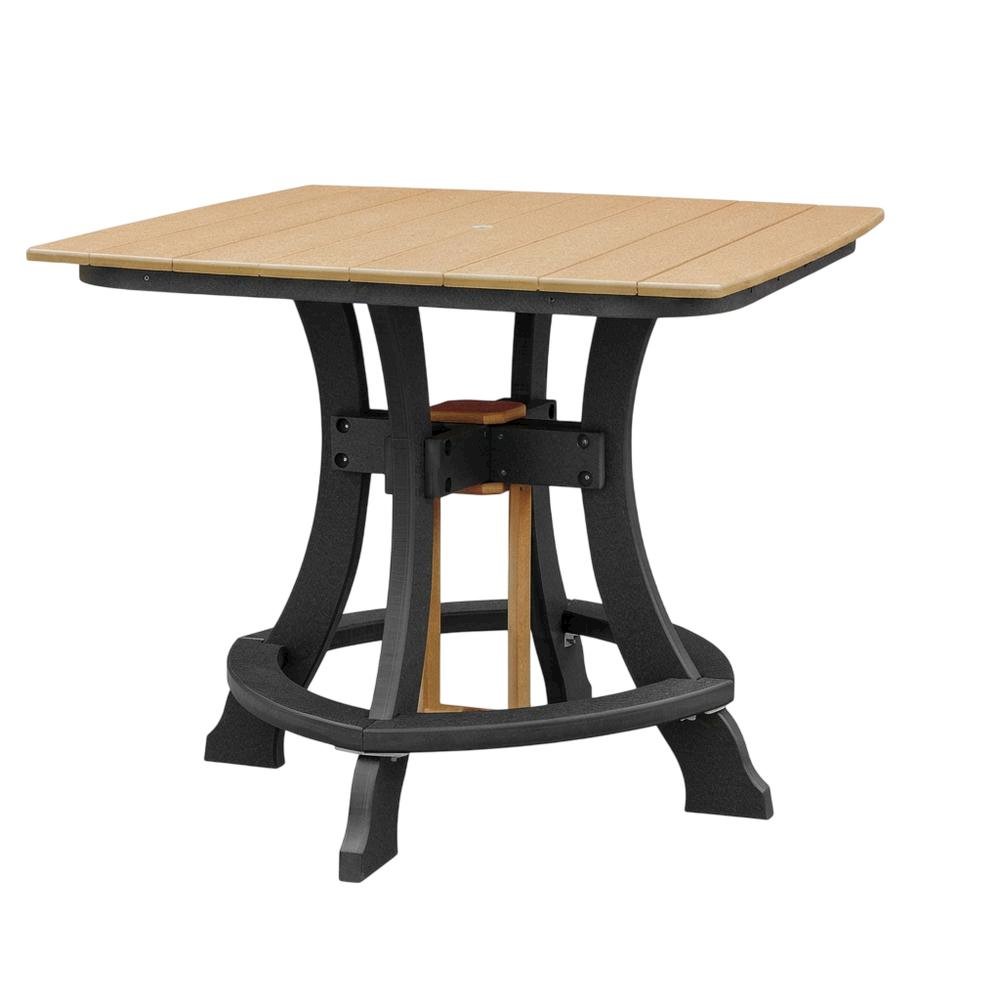 Cedar And Black Outdoor Square Dining Table With Polyethylene Material. Picture 1