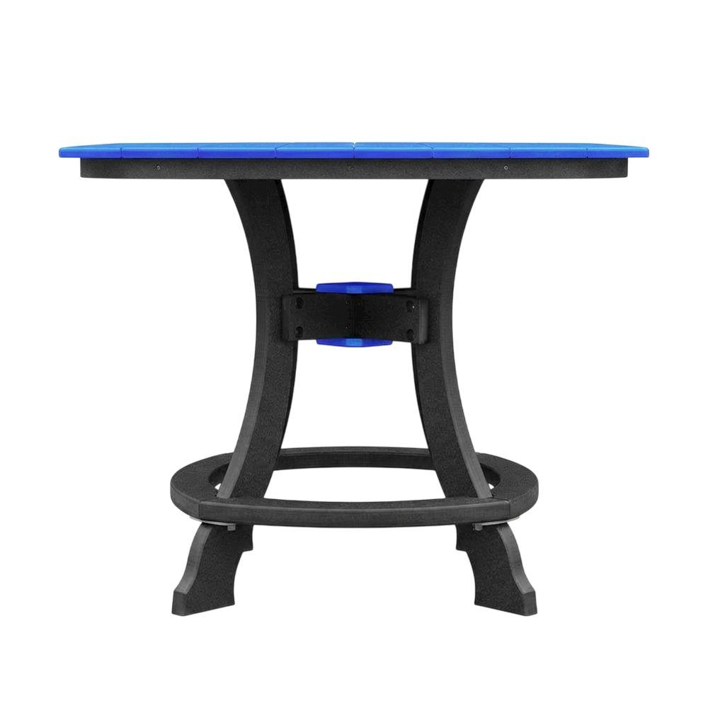 Blue Outdoor Square Dining Table, Black Base, Polyethylene Construction. Picture 4