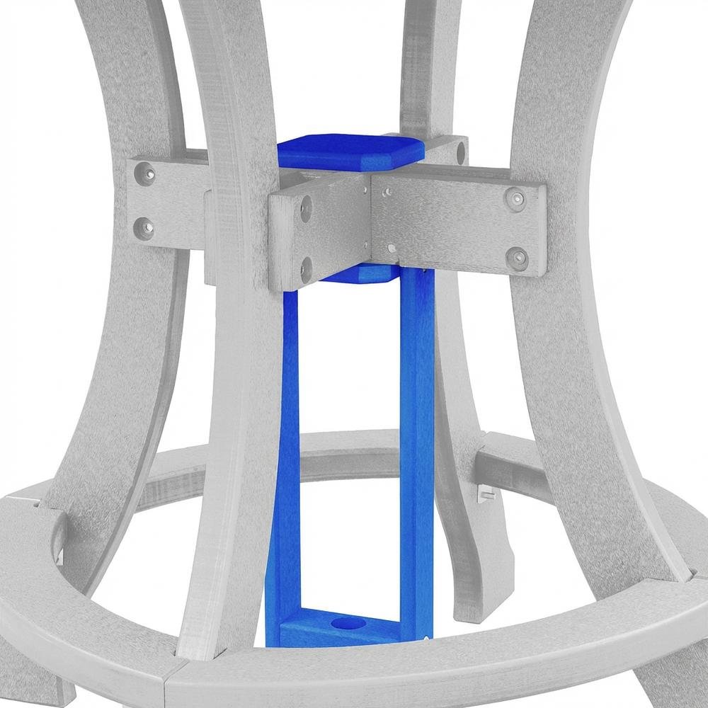 Blue Outdoor Counter Height Square Table, White Base, Polyethylene Construction. Picture 6