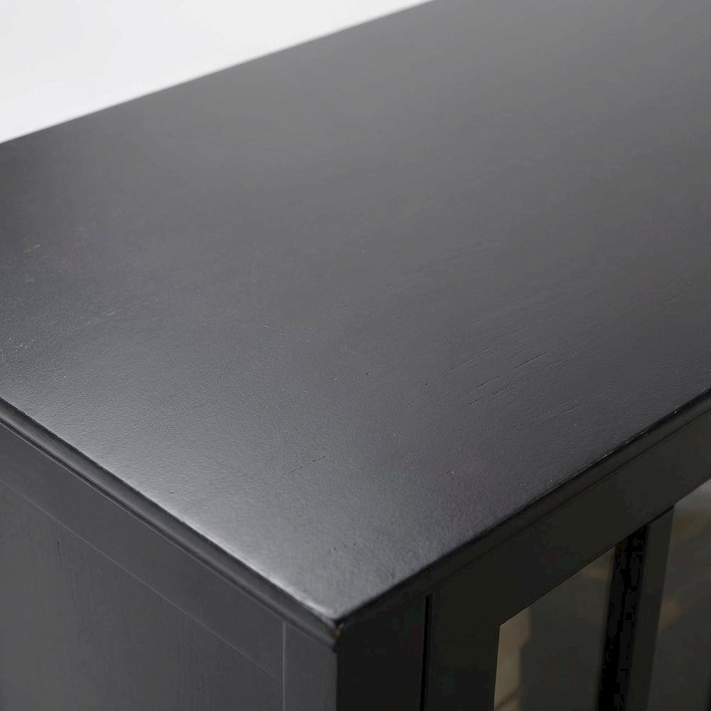 Black Glass Door Accent Cabinet with Display Storage and Fiberboard Construction. Picture 6