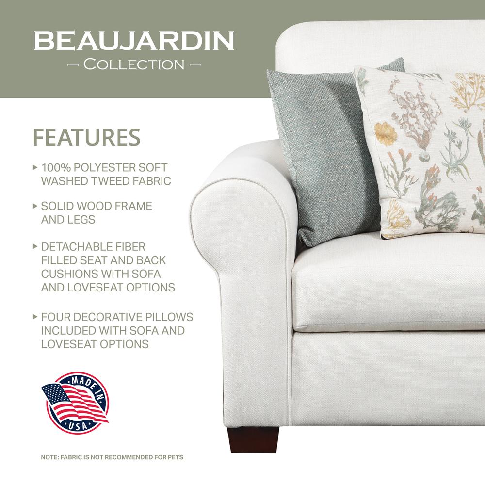 Living Room Beaujardin Sofa with Four Throw Pillows. Picture 4
