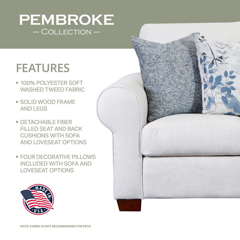 Living Room Pembroke Sofa with Four Throw Pillows. Picture 4