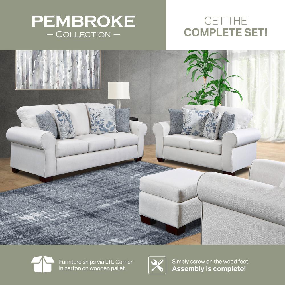Living Room Pembroke Sofa with Four Throw Pillows. Picture 3