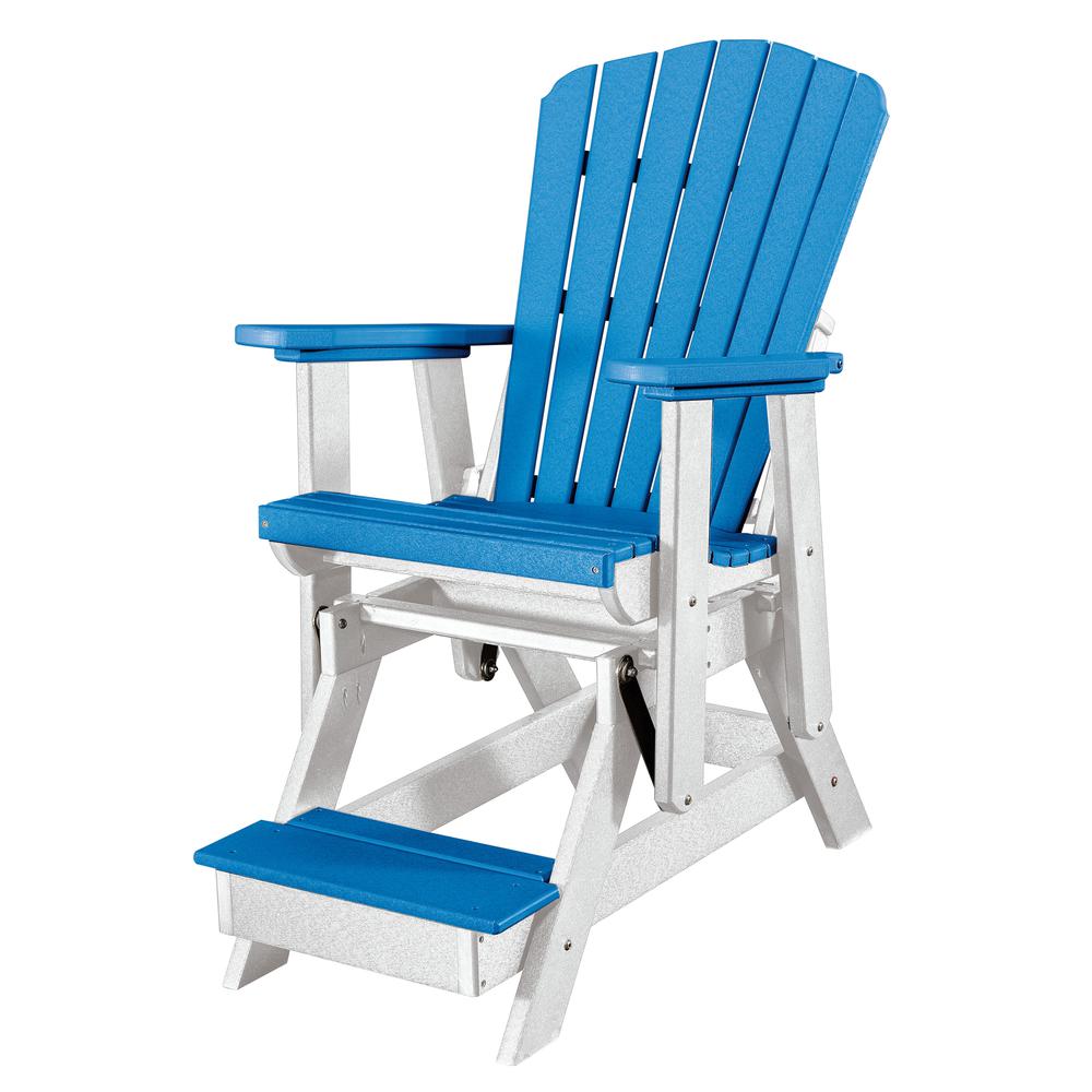 Fan Back Balcony Glider Made in the USA- Blue, White. Picture 1