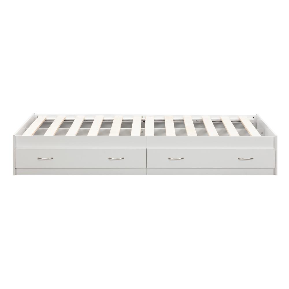 Twin Sized White Mates Bed with Two Drawers. Picture 1