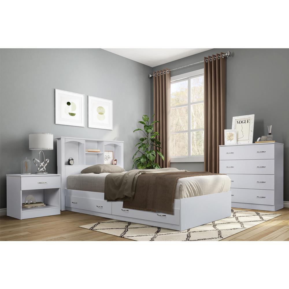 Twin Sized White Mates Bed with Two Drawers. Picture 4
