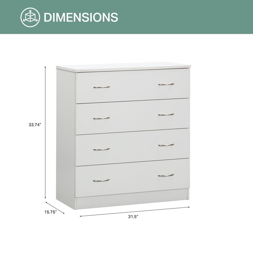 Four Drawer Chest in White. Picture 3