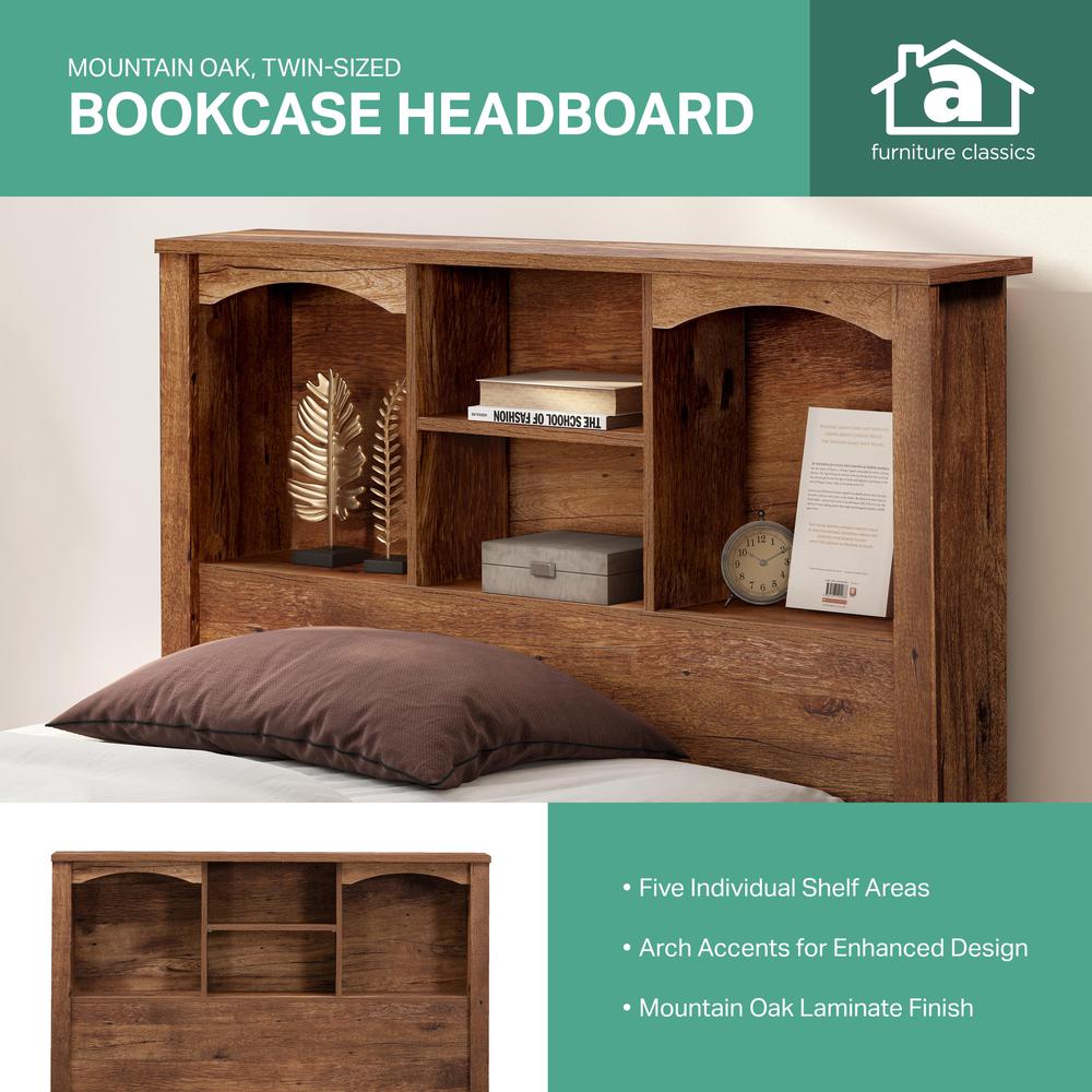 Twin Sized Mountain Oak Bookcase Headboard. Picture 5