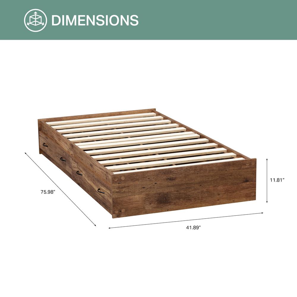 Twin Sized Bookcase Headboard and Twin Sized Platform Bed Combo in Mountain Oak. Picture 2