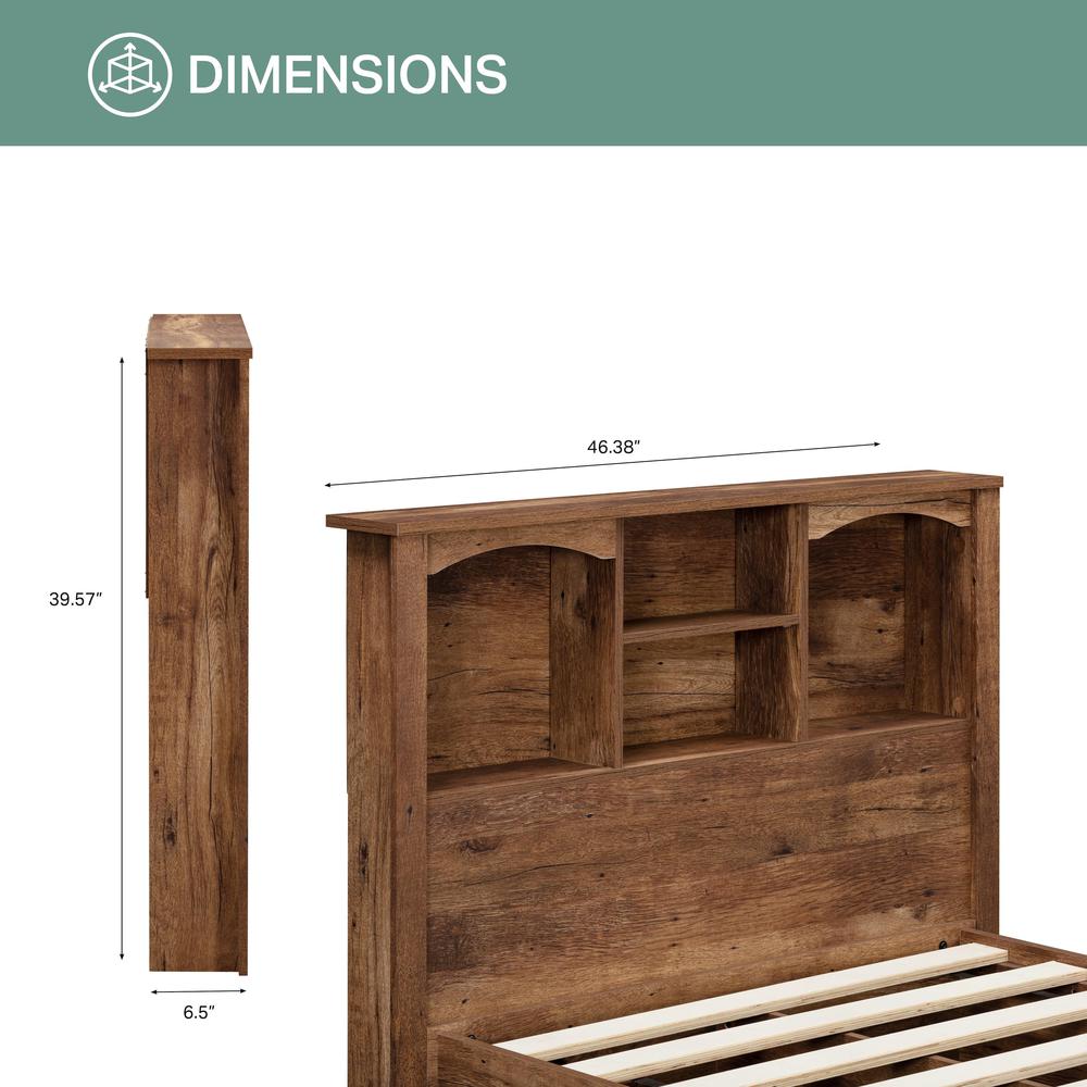 Twin Sized Bookcase Headboard and Twin Sized Platform Bed Combo in Mountain Oak. Picture 3