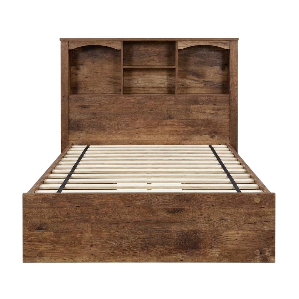 Laminate Platform Bed with Bookcase Headboard, Twin Bed Frame with Storage. Picture 1