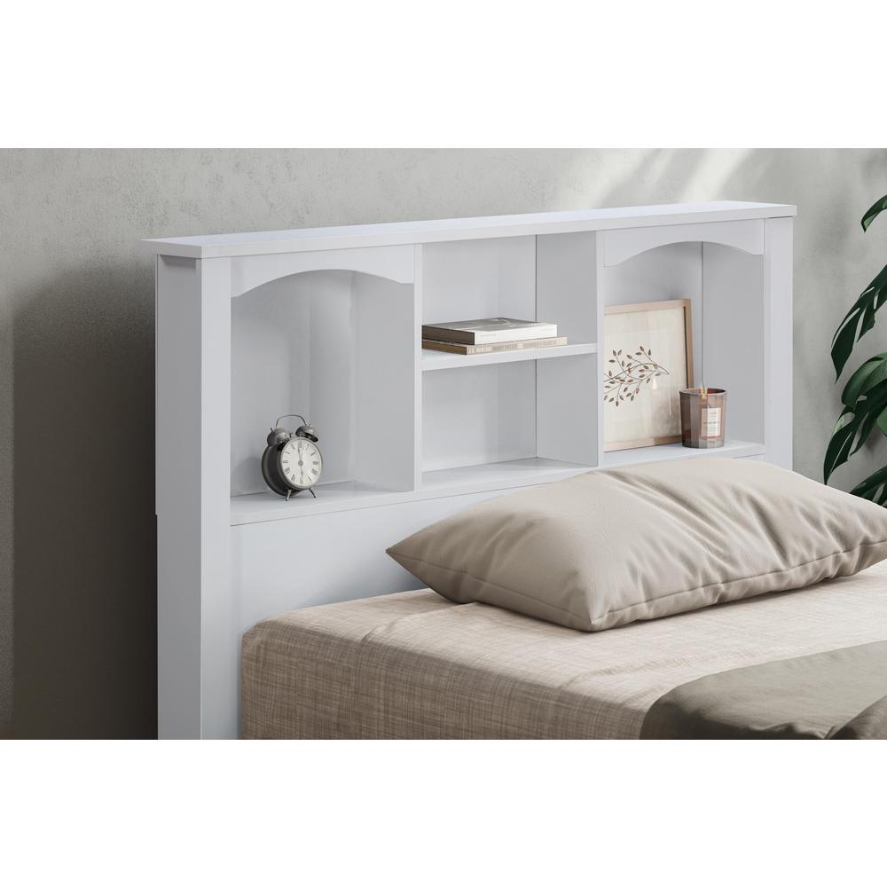 Twin Sized Bookcase Headboard and Twin Sized Platform Bed Combo in White. Picture 2
