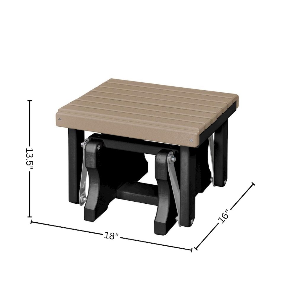 Gliding Ottoman, Footrest, All-Weather HDPE, Brown. Picture 6