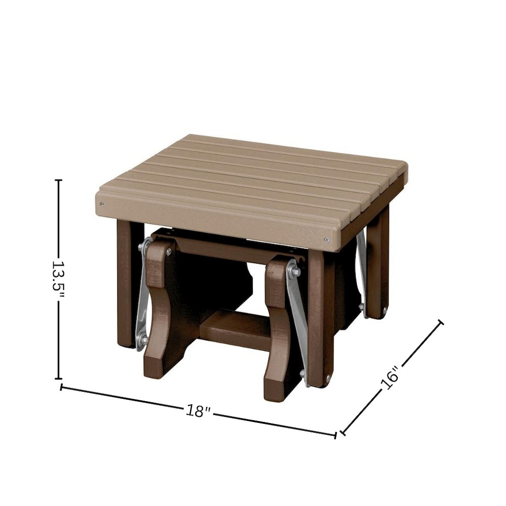 Gliding Ottoman, Footrest, All-Weather HDPE, Brown. Picture 6