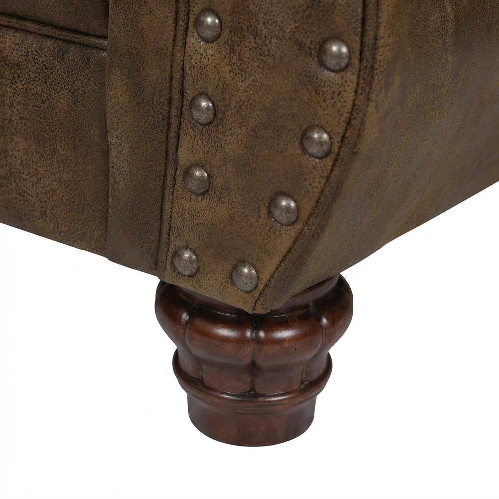 Brown Ottoman with Wooden Frame and Upholstered Top for Stylish Comfort. Picture 5