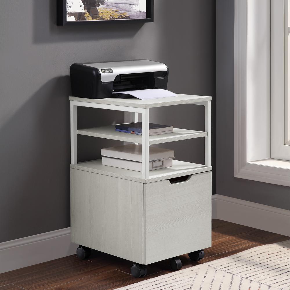 Contempo Mobile Cart in White Oak, CNT15-WK. Picture 2