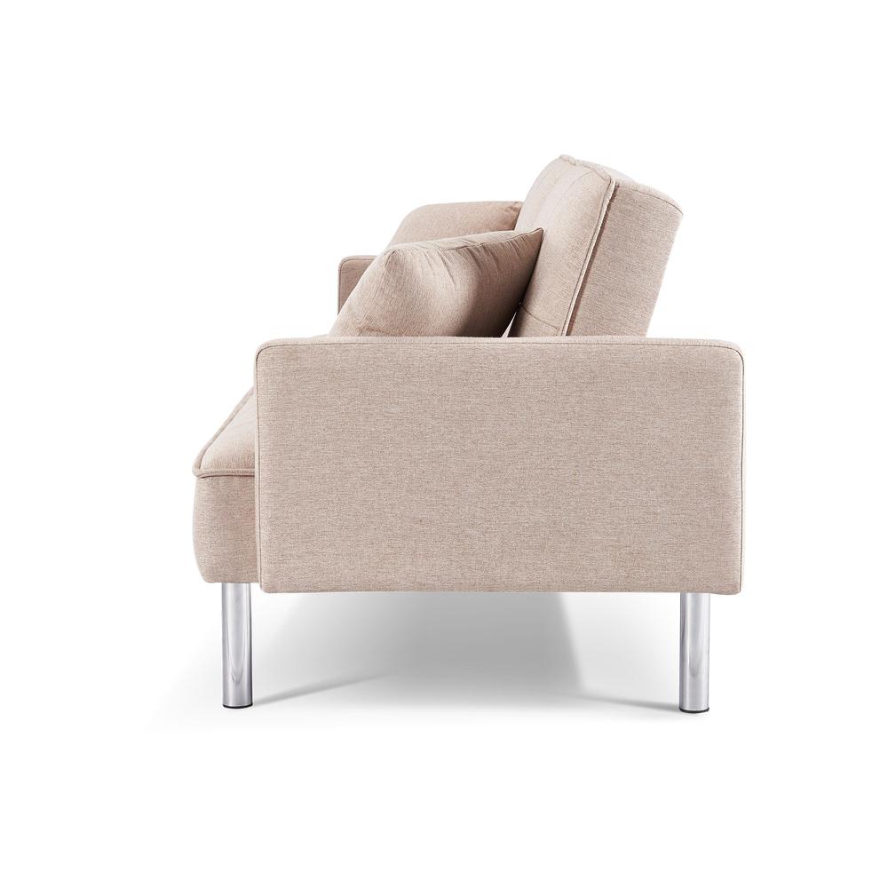 Tufted Futon Convertible Sofa Sleeper with Two Throw Pillows. Picture 7